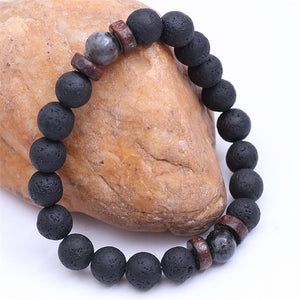 Natural Lava Rock Stone Beads Strand Bracelet