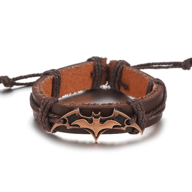 Vintage Motorcycle Batman Leather Bracelet