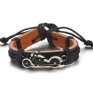 Vintage Motorcycle Batman Leather Bracelet